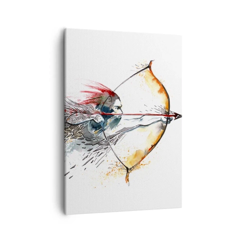 Schilderen op canvas - Mythische krijger met een vurige boog - 50x70 cm