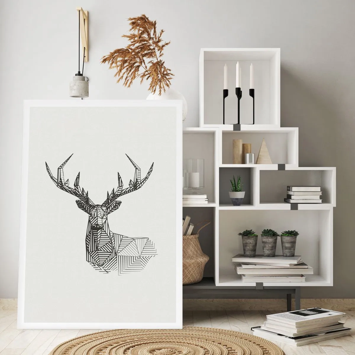 Poster - Een hert in kubistische stijl - 70x100 cm