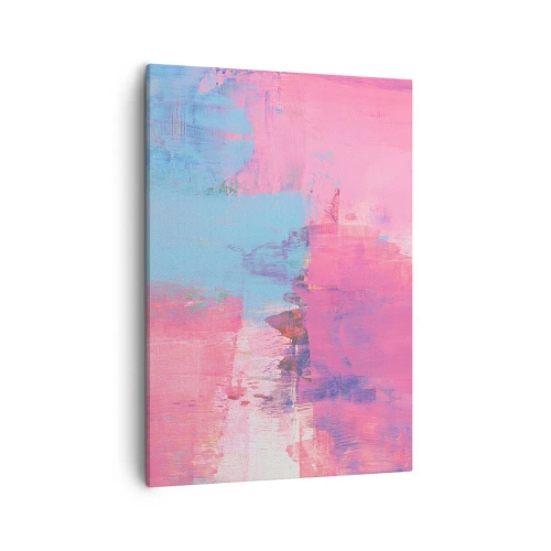 Schilderen op canvas - Roze, blauw en een vleugje licht - 50x70 cm