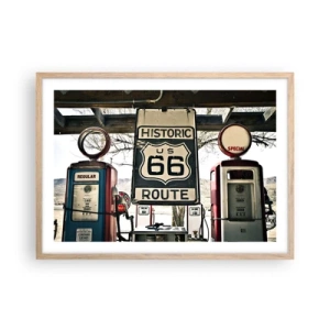 Een poster in een licht eiken lijst - Amerikaanse retro reis - 70x50 cm