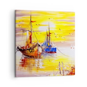 Schilderen op canvas - Een welverdiende rust in de haven - 50x50 cm
