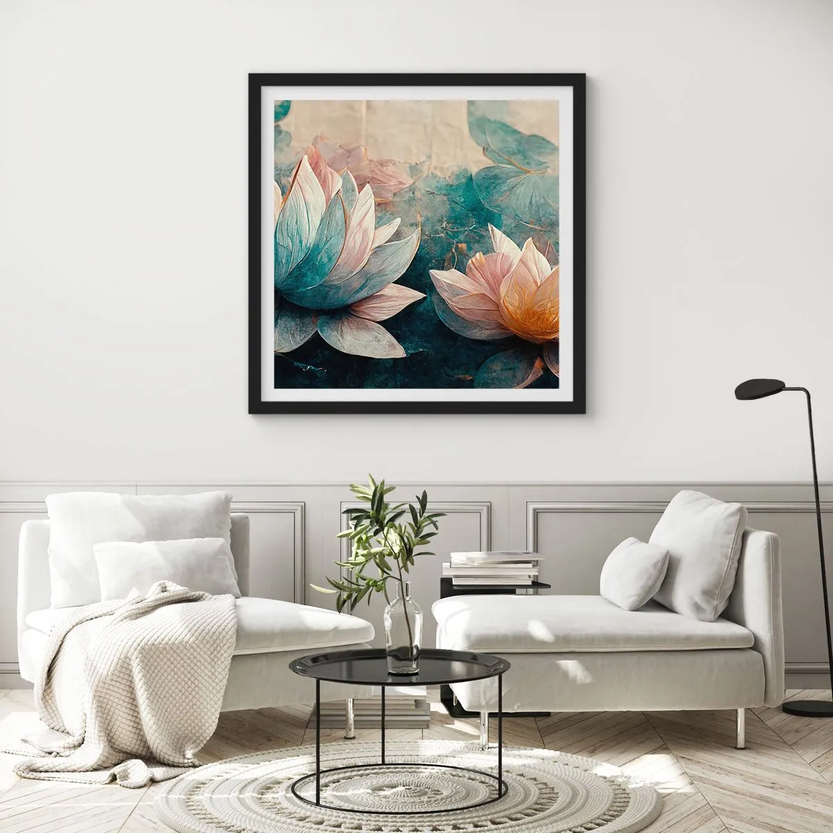 Poster in een zwarte lijst - Sterren van het meer - 60x60 cm