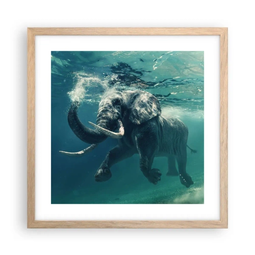 Een poster in een licht eiken lijst - Iedereen houdt van zwemmen - 40x40 cm