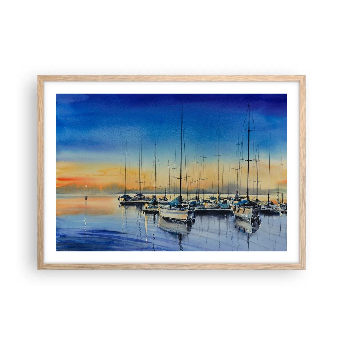 Een poster in een licht eiken lijst - Einde van een goede dag - 70x50 cm