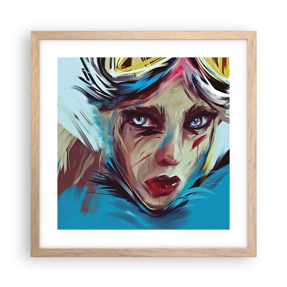 Een poster in een licht eiken lijst - Straatvechter - 40x40 cm