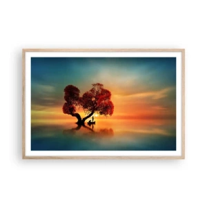 Een poster in een licht eiken lijst - Afstanders en de stilte van de wereldlozen - 91x61 cm