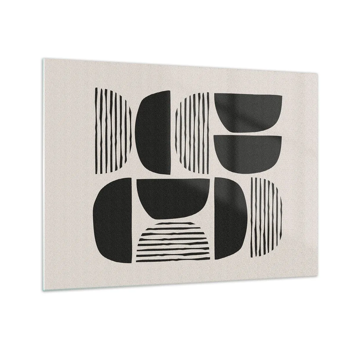 Schilderen op glas - Abstracte compositie van geometrische vormen met lijnen - 70x50cm - Halfslachtige deals - Moderne wanddecoratie voor woonkamer en slaapkamer ARTTOR
