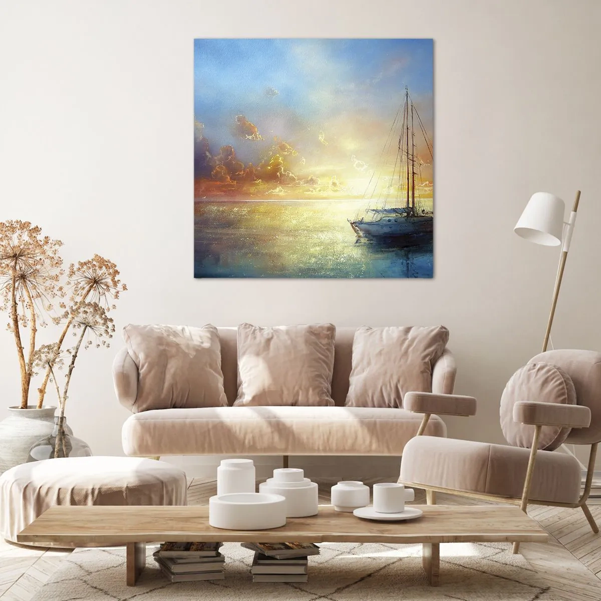 Schilderen op canvas - In een gouden baai - 70x70 cm