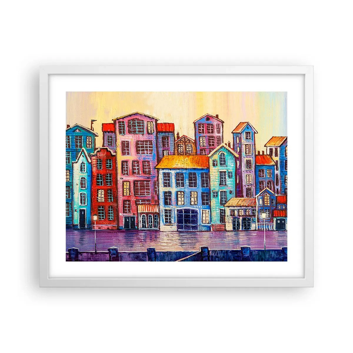 Poster in een witte lijst - Een stad als uit een sprookje - 50x40 cm