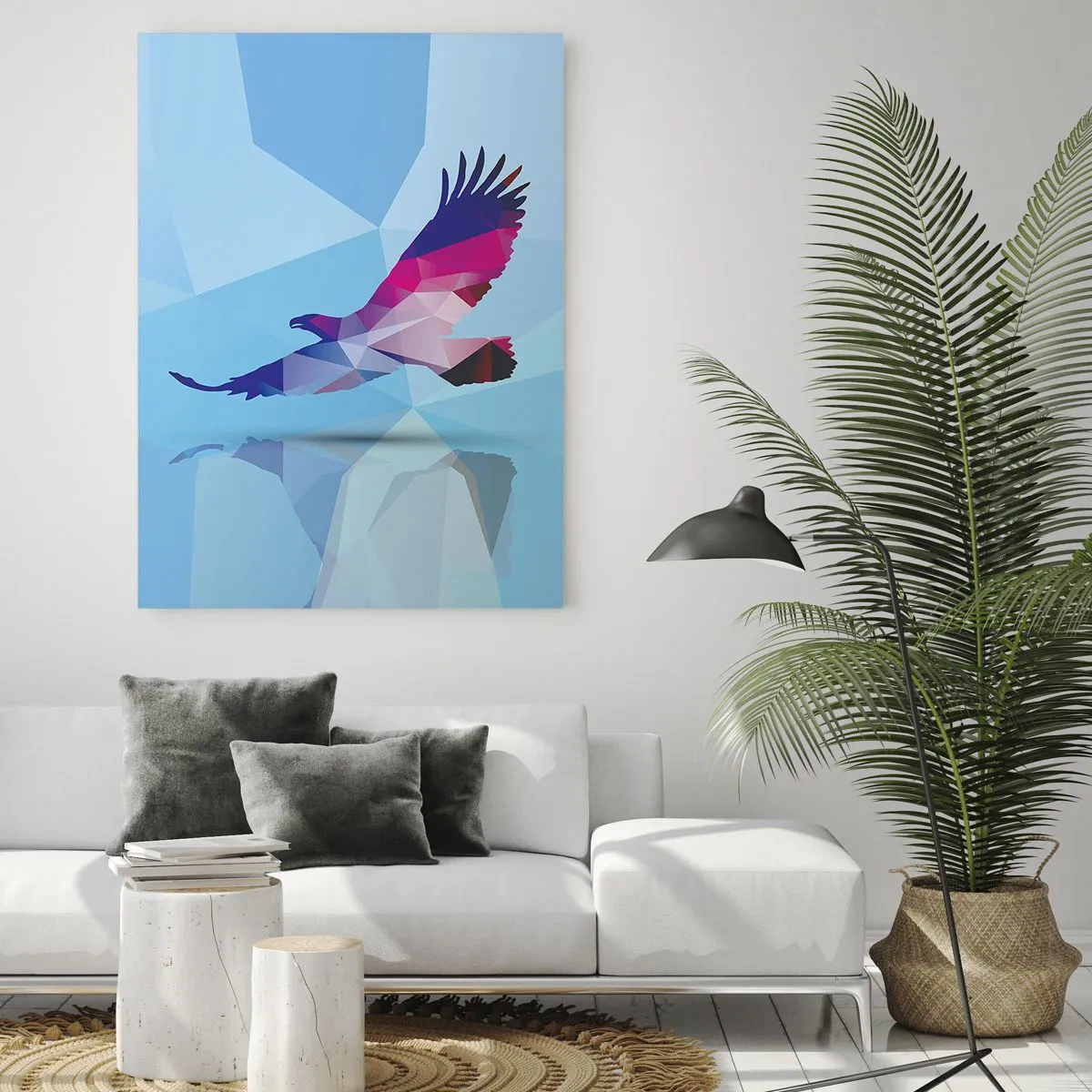 Schilderen op glas - Adelaar in een lila kristal - 80x120 cm