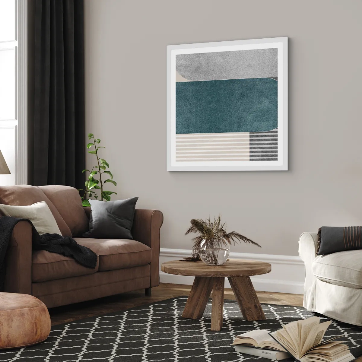 Poster in een witte lijst - Compositie op niveau - 30x30 cm