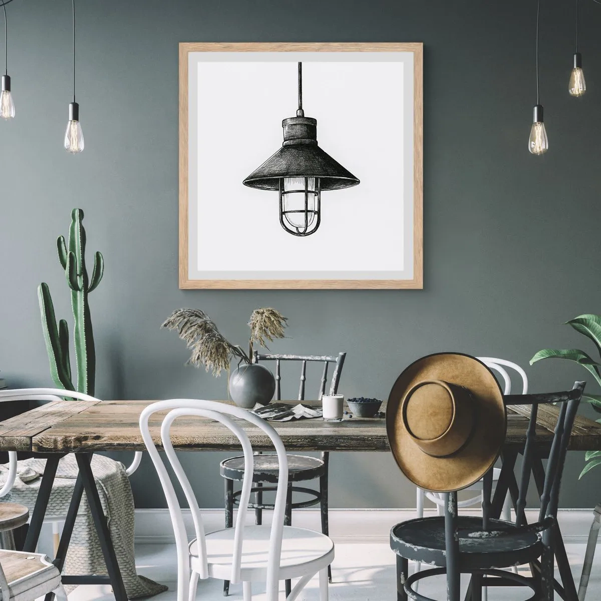 Een poster in een licht eiken lijst - Zoals jaren geleden… - 50x50 cm