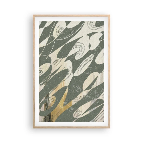 Een poster in een licht eiken lijst - Ritmische abstractie - 61x91 cm