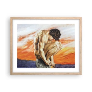 Een poster in een licht eiken lijst - Ondergedompeld in zichzelf - 50x40 cm