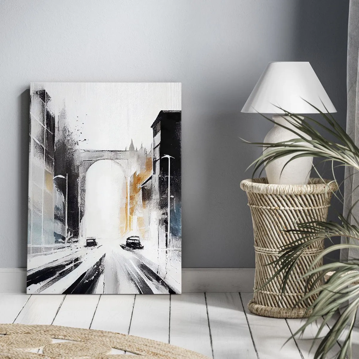 Schilderen op canvas - Stadsstudie: architectuur en beweging - 50x70 cm
