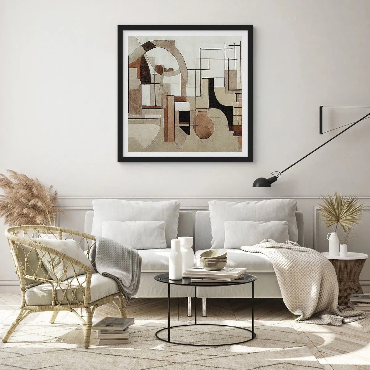Poster in een zwarte lijst - Stadslandschap 2.0 - 40x40 cm