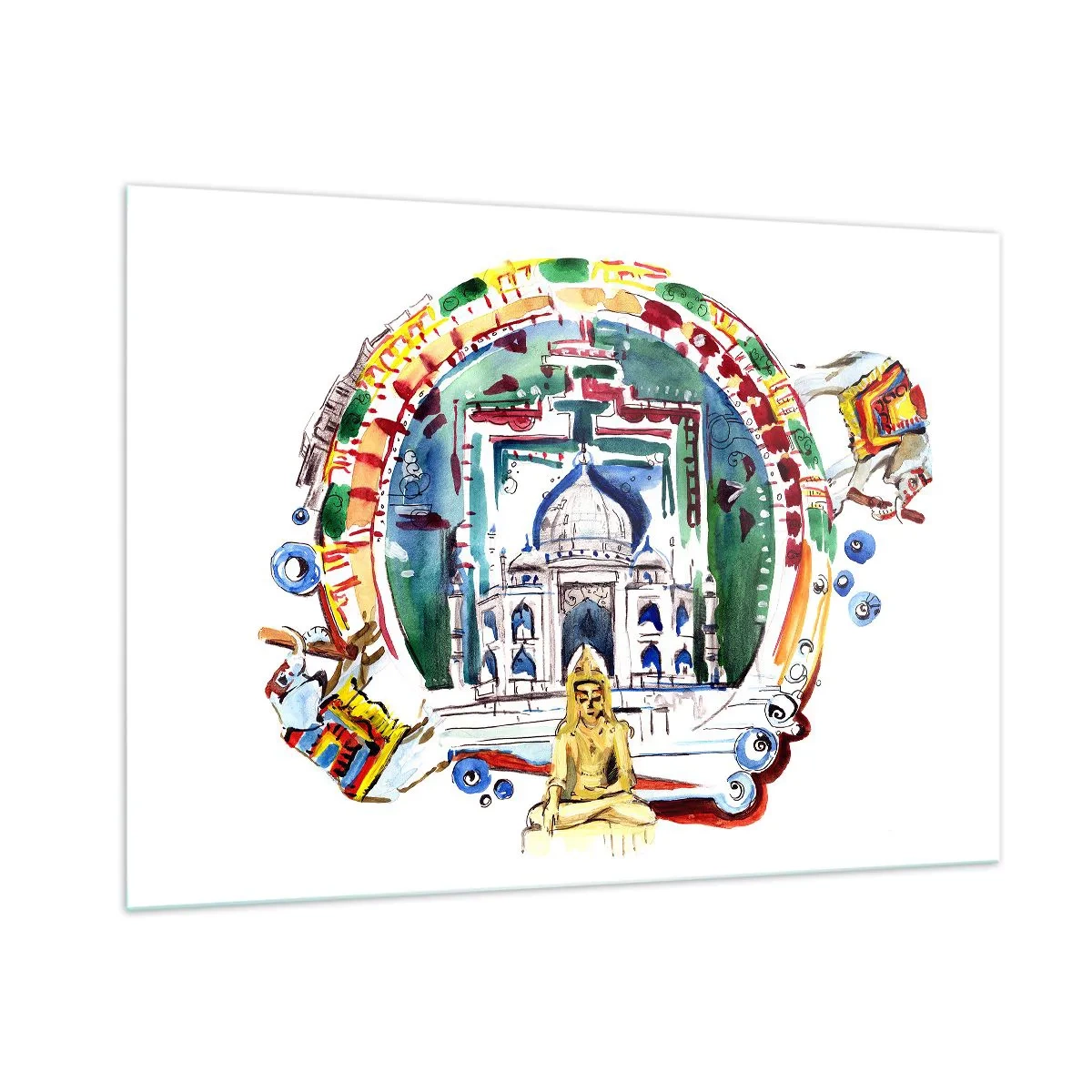 Schilderen op glas - Hindoe wereld balans - 100x70 cm