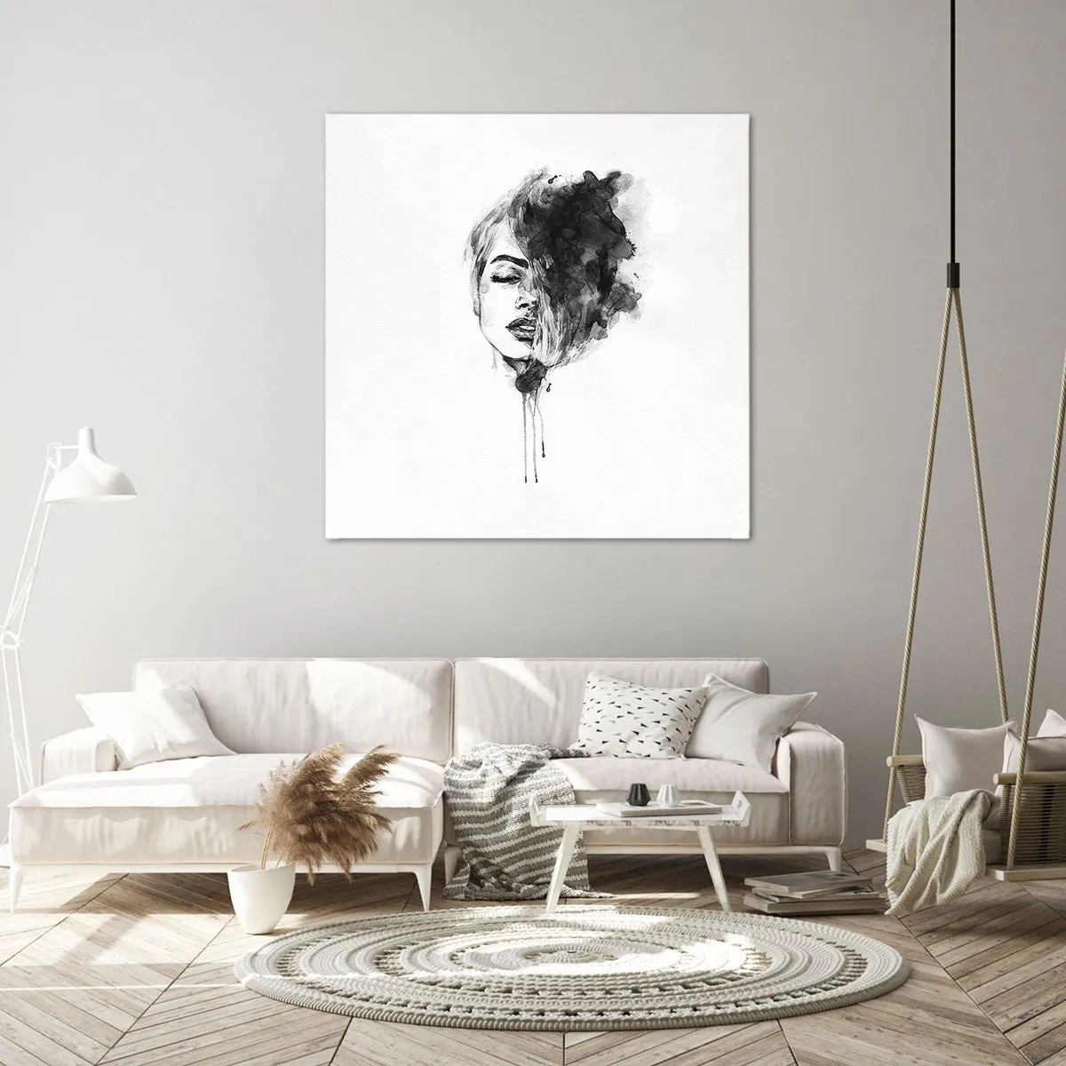 Schilderen op canvas - Waar droomt het meisje over? - 40x40 cm