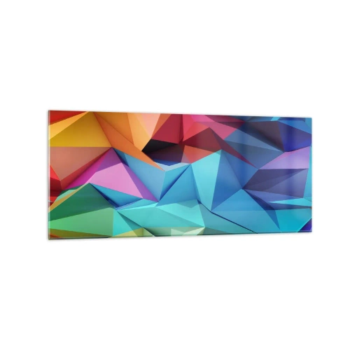 Schilderen op glas - Regenboog origami - 120x50 cm