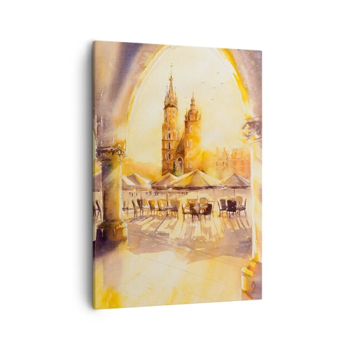 Schilderen op canvas - Zonsopgang boven het marktplein van Krakau - 50x70 cm