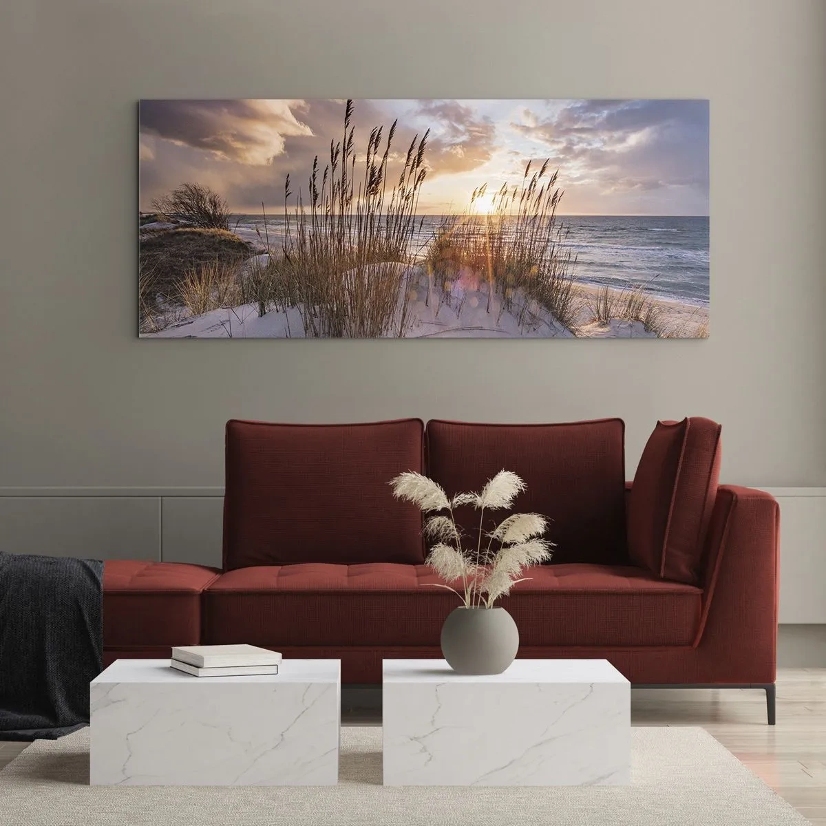 Schilderen op glas - Afscheid van de zon en de wind - 100x40 cm