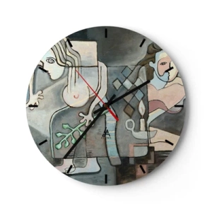 Wandklok - Klok - Een abstracte compositie van twee figuren met mozaïekelementen. - 30x30cm - Mozaïek van geest en materie - Moderne wanddecoratie voor woonkamer, keuken en slaapkamer ARTTOR