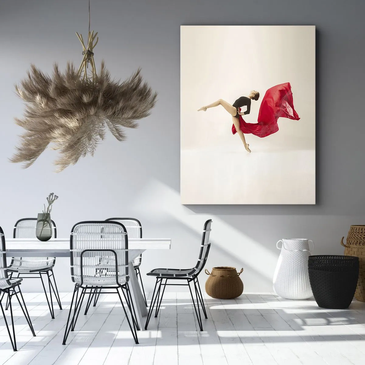 Schilderen op canvas - rood en zwart - 55x100 cm