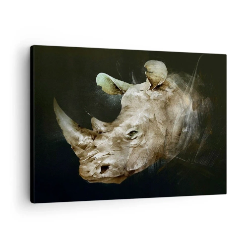 Schilderen op canvas - Portret van een neushoorn in een artistieke vorm - 70x50cm - Een echte mannelijke kracht - Moderne wanddecoratie voor woonkamer en slaapkamer ARTTOR