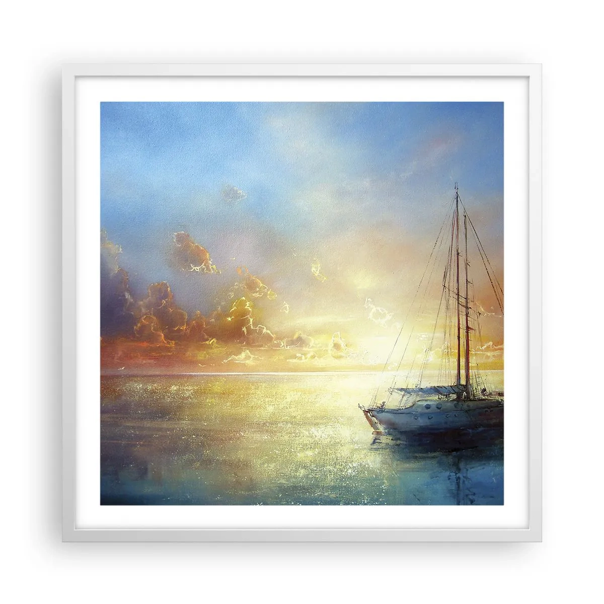 Poster in een witte lijst - In een gouden baai - 60x60 cm