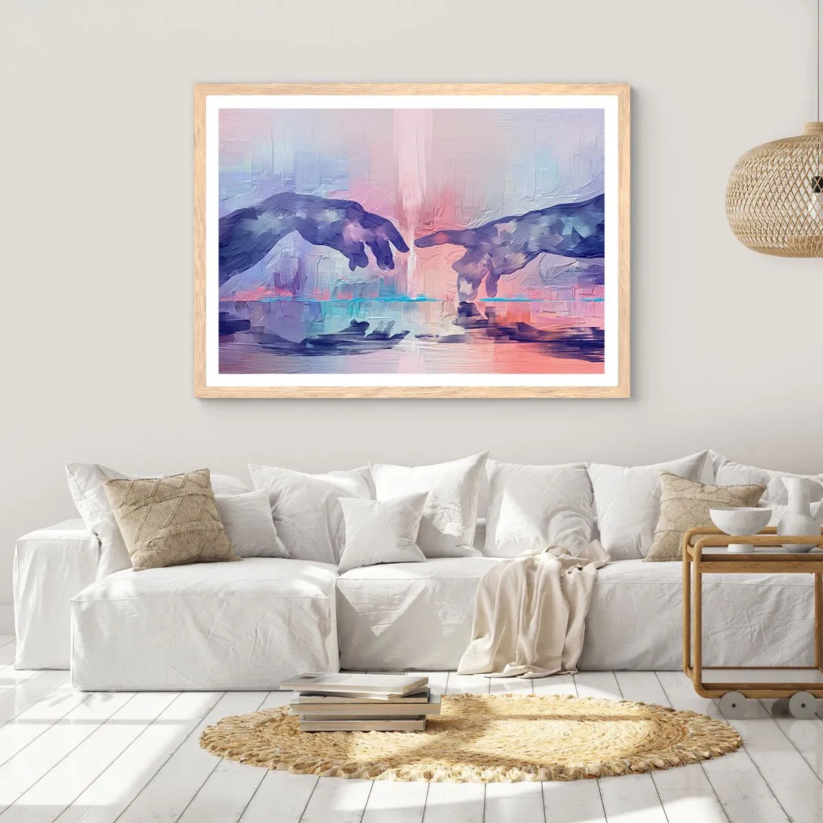 Een poster in een licht eiken lijst - Goddelijke levensvonk - 40x30 cm