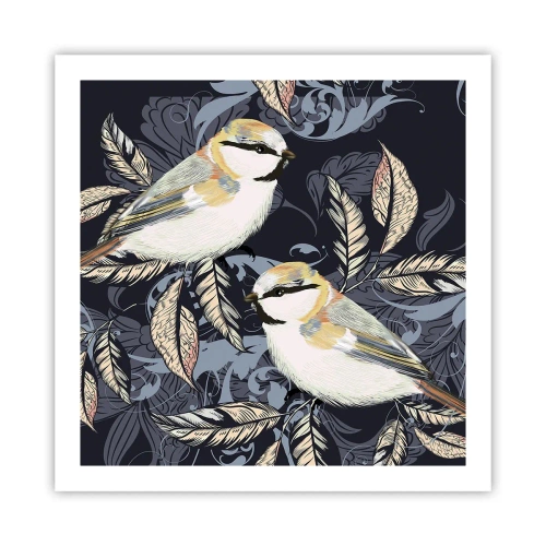 Poster - Geel-blauwe triller - 60x60 cm