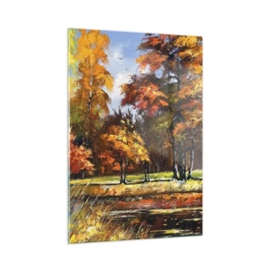 Schilderen op glas - Landschap in goud en brons - 50x70 cm
