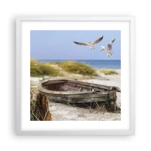 Poster in een witte lijst - Badend in de wind - 40x40 cm