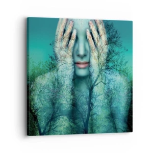 Schilderen op canvas - Ondergedompeld in blauw - 30x30 cm