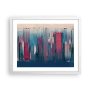 Poster in een witte lijst - Verticale compositie in blauw en rood - 50x40 cm