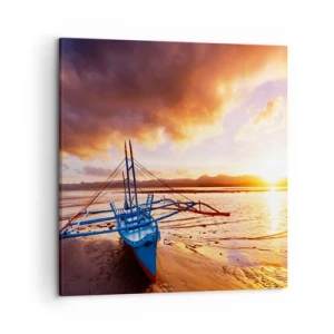 Schilderen op canvas - Strek je uit op het zand na een hele dag - 50x50 cm