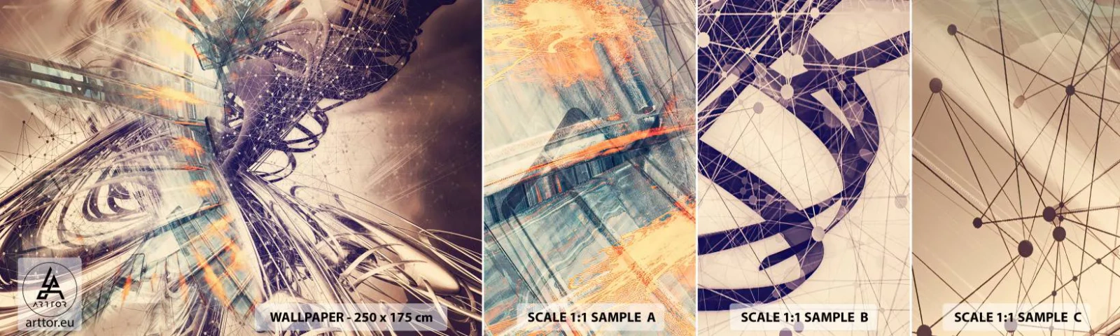 Fotobehang Monster Zelfklevend Deluxe Sticker - In grote haast - Abstractie, Deel, Grafisch - 100x30 cm