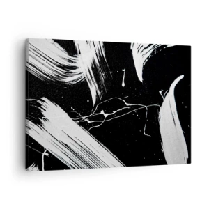 Schilderen op canvas - Abstracte witte strepen op een zwarte achtergrond - 70x50cm - Breek de duisternis - Moderne wanddecoratie voor woonkamer en slaapkamer ARTTOR