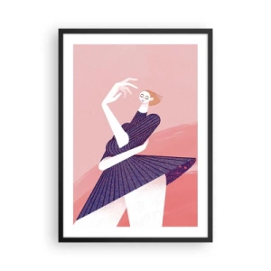 Poster in een zwarte lijst - Abstract vrouwelijk silhouet in een dynamische pose - 50x70cm - Elke stap is een dansriem - Moderne wanddecoratie voor woonkamer en slaapkamer ARTTOR