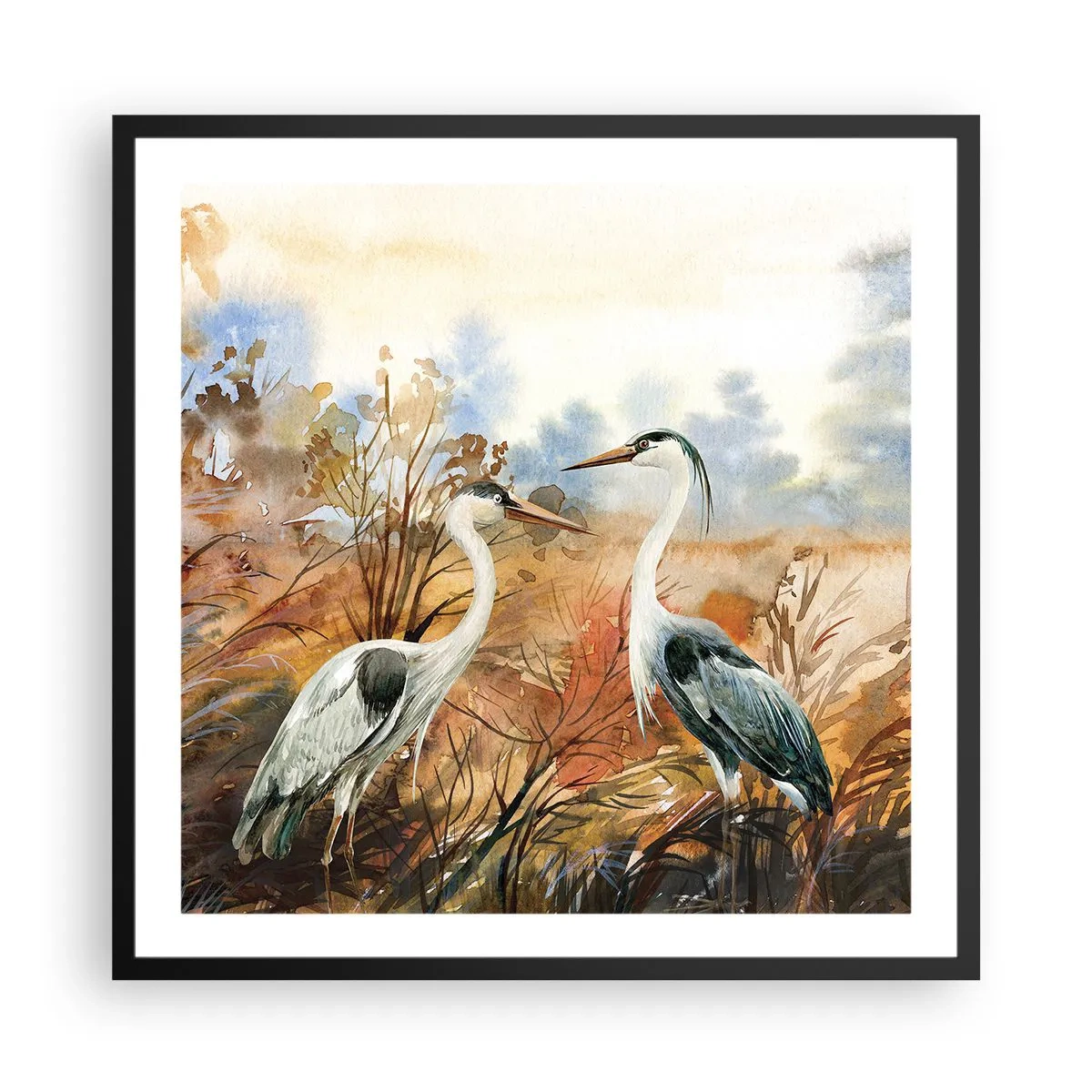 Poster in een zwarte lijst - Waarheen in de herfst? - 60x60 cm