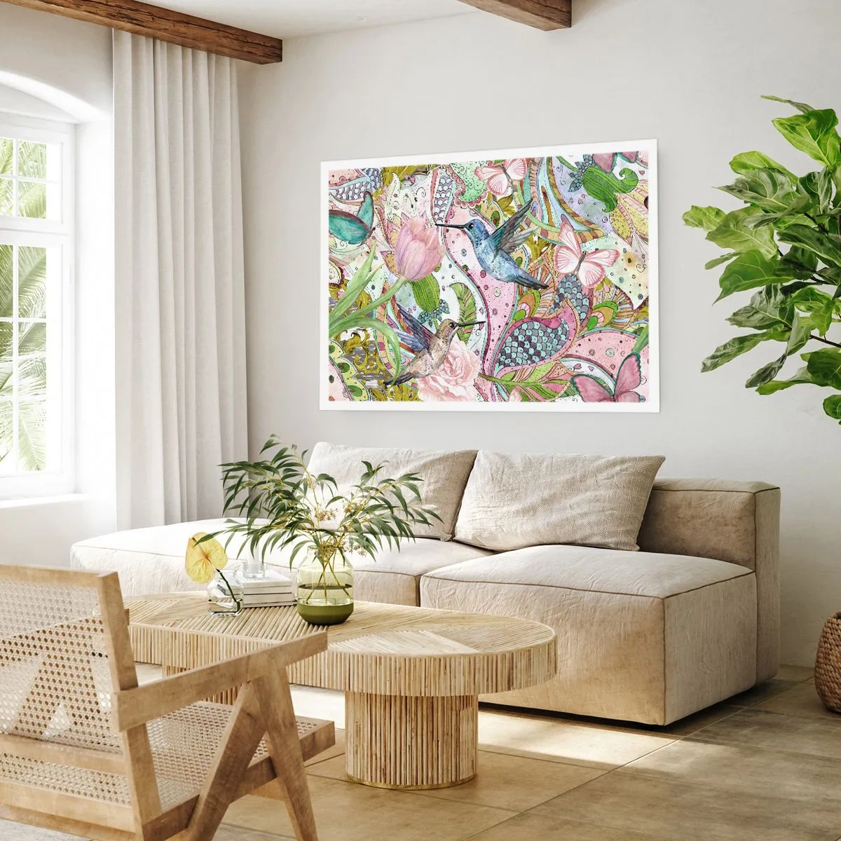 Poster - Verstrikt in wijnstokken - 50x40 cm