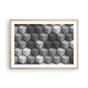 Een poster in een licht eiken lijst - Kubistische puzzel - 70x50 cm