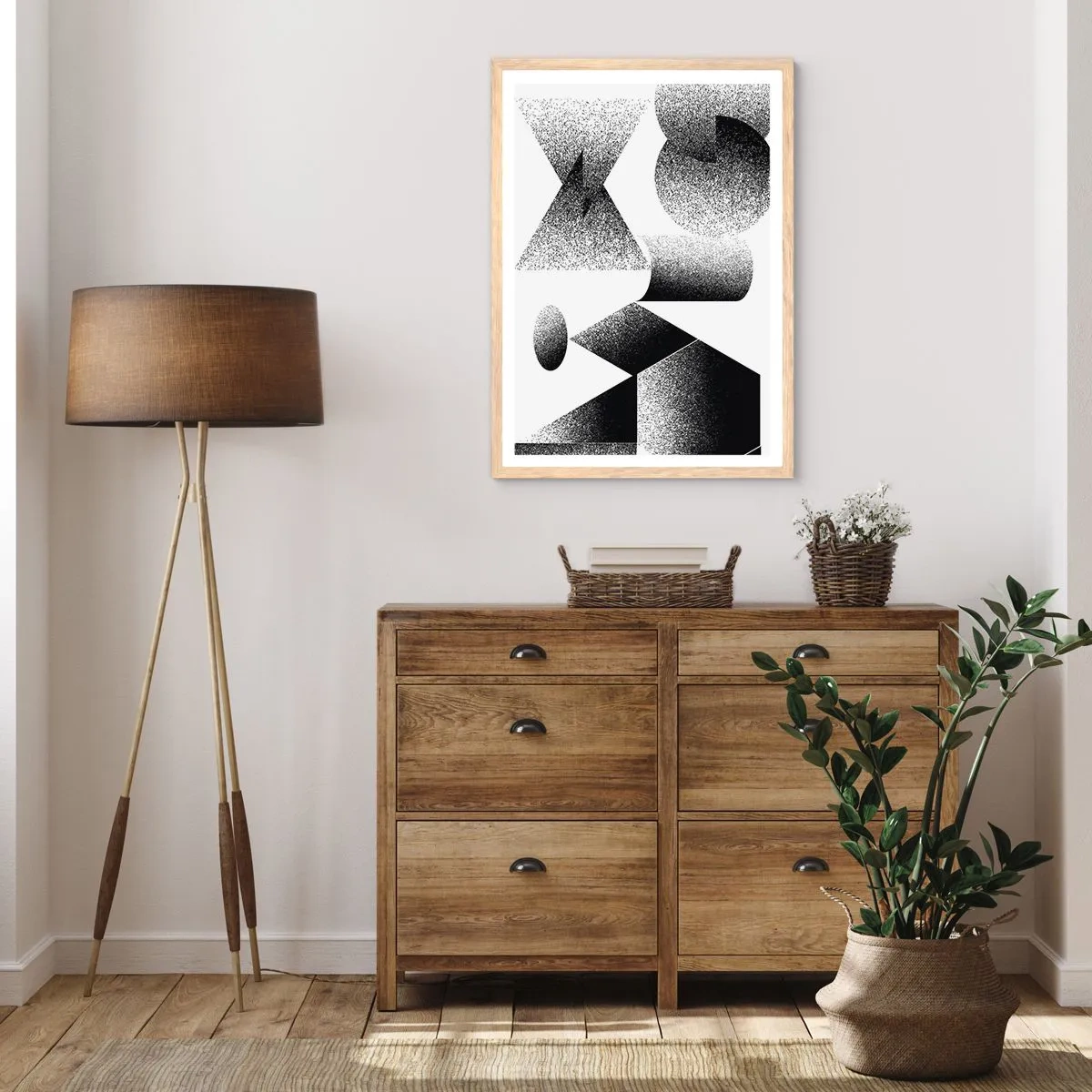 Een poster in een licht eiken lijst - Hoeken en ovalen - 61x91 cm