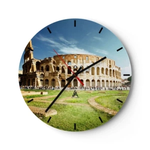 Wandklok - Klok - Het Colosseum in Rome in de zon - 30x30cm - We kunnen nog steeds het gekletter van het geweer horen - Moderne wanddecoratie voor woonkamer, keuken en slaapkamer ARTTOR