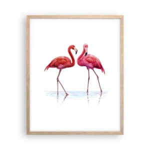 Een poster in een licht eiken lijst - Roze randez-vous - 40x50 cm
