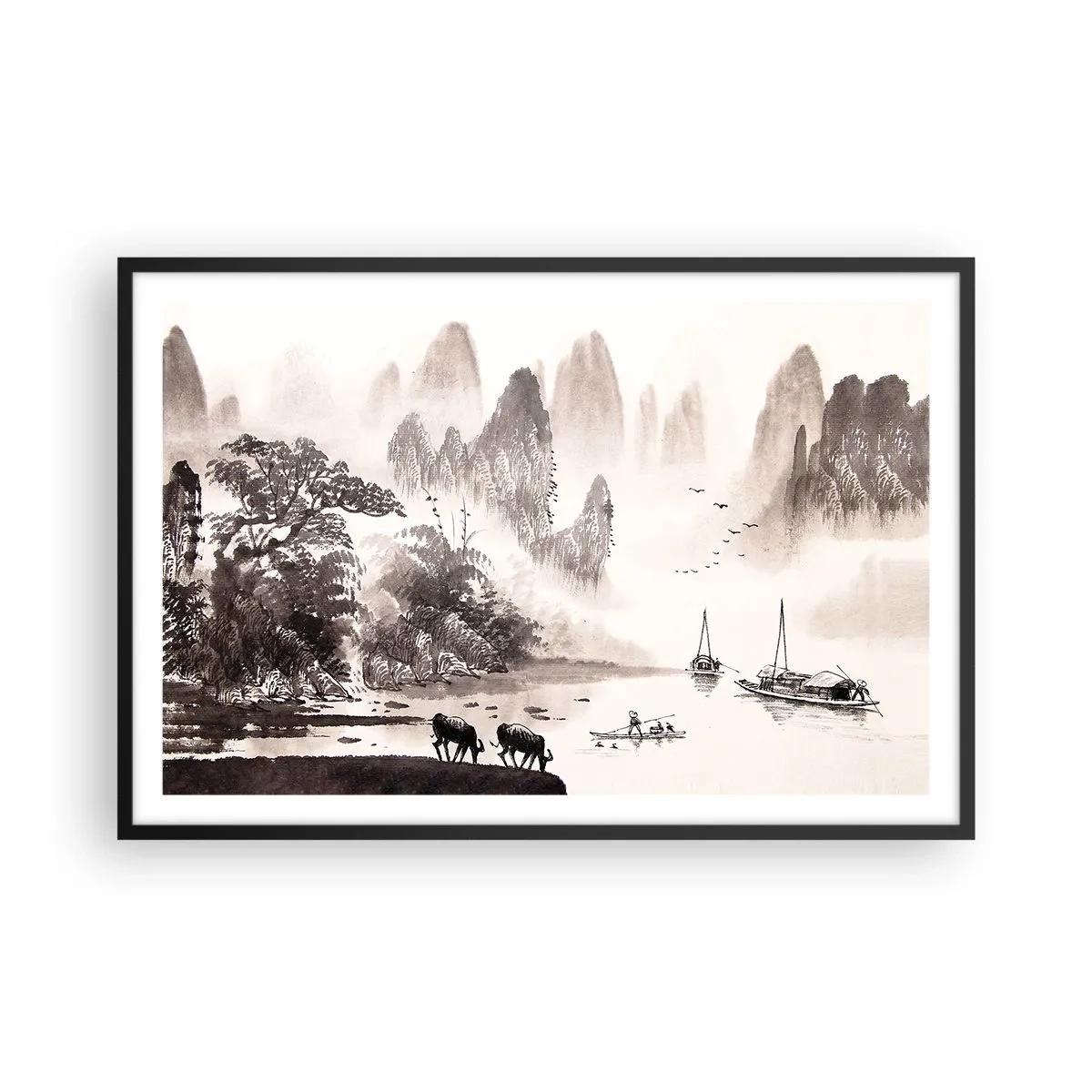 Poster in een zwarte lijst - Het exotische alledaagse leven van het Oosten - 91x61 cm