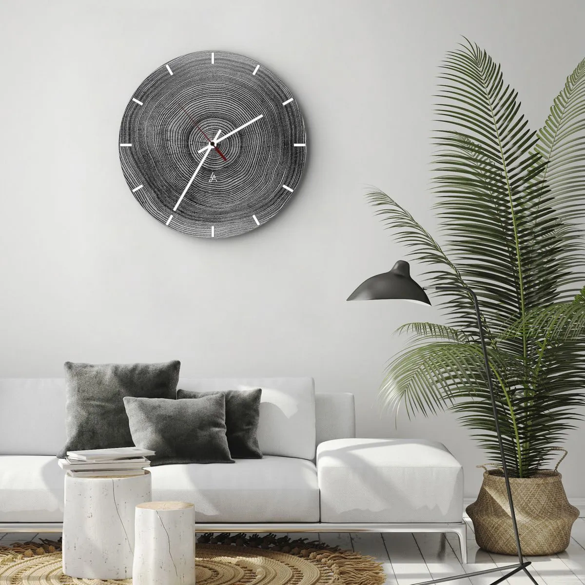 Wandklok - Klok - Zwart-witte concentrische houtnerf - 30x30cm - Teken van de tijden - Moderne wanddecoratie voor woonkamer, keuken en slaapkamer ARTTOR