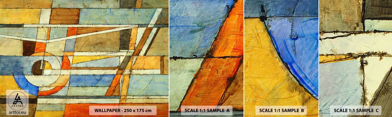 Fotobehang Staaltje Standard Eco - Kubisme op de bouwplaats - Abstractie, Deel, Grafisch - 100x30 cm