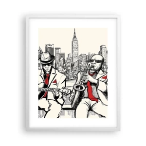 Poster in een witte lijst - Improvisatie van New York - 40x50 cm