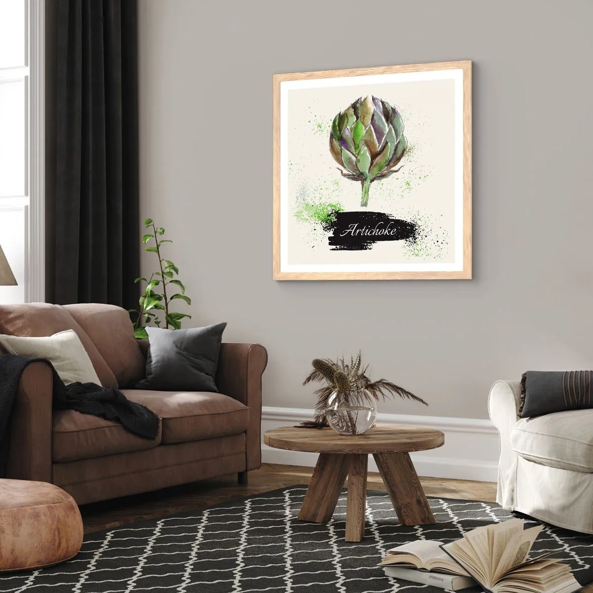 Een poster in een licht eiken lijst - Eviva-groenten! - 60x60 cm